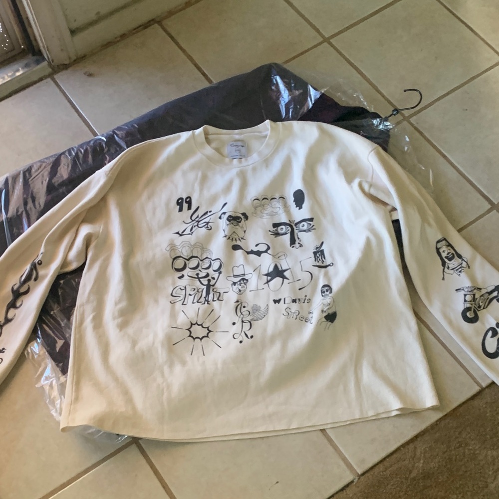 Cream Graphic Long Sleeve Shirt